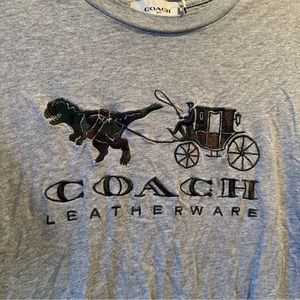 Coach Gray Embroidered Logo Short Sleeve Tee